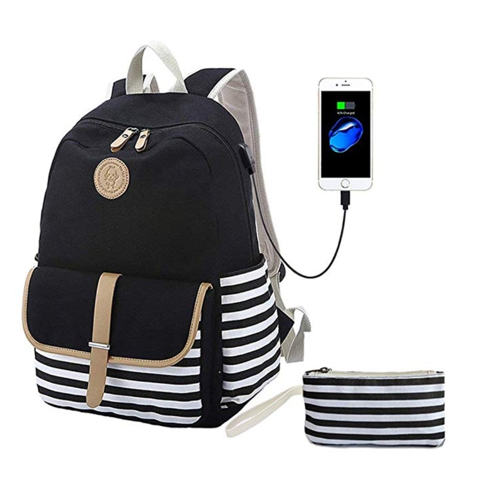 NEW! Striped Backpack, & Clutch Bundle